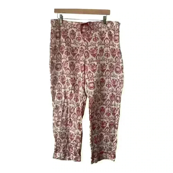 Talbots Women's Red White Paisley Draw‎ String Lounge Pajama Pants Size Large - Picture 1 of 10